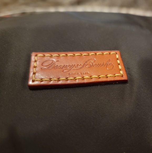 Dooney & Bourke The Nylon Crossbody Pouchette Purse dark brown and tan leather - Picture 2 of 5